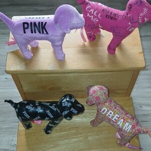 PINK Victoria's Secret Plush Dog Trio Accent - Pink, Lavender, Black, Floral